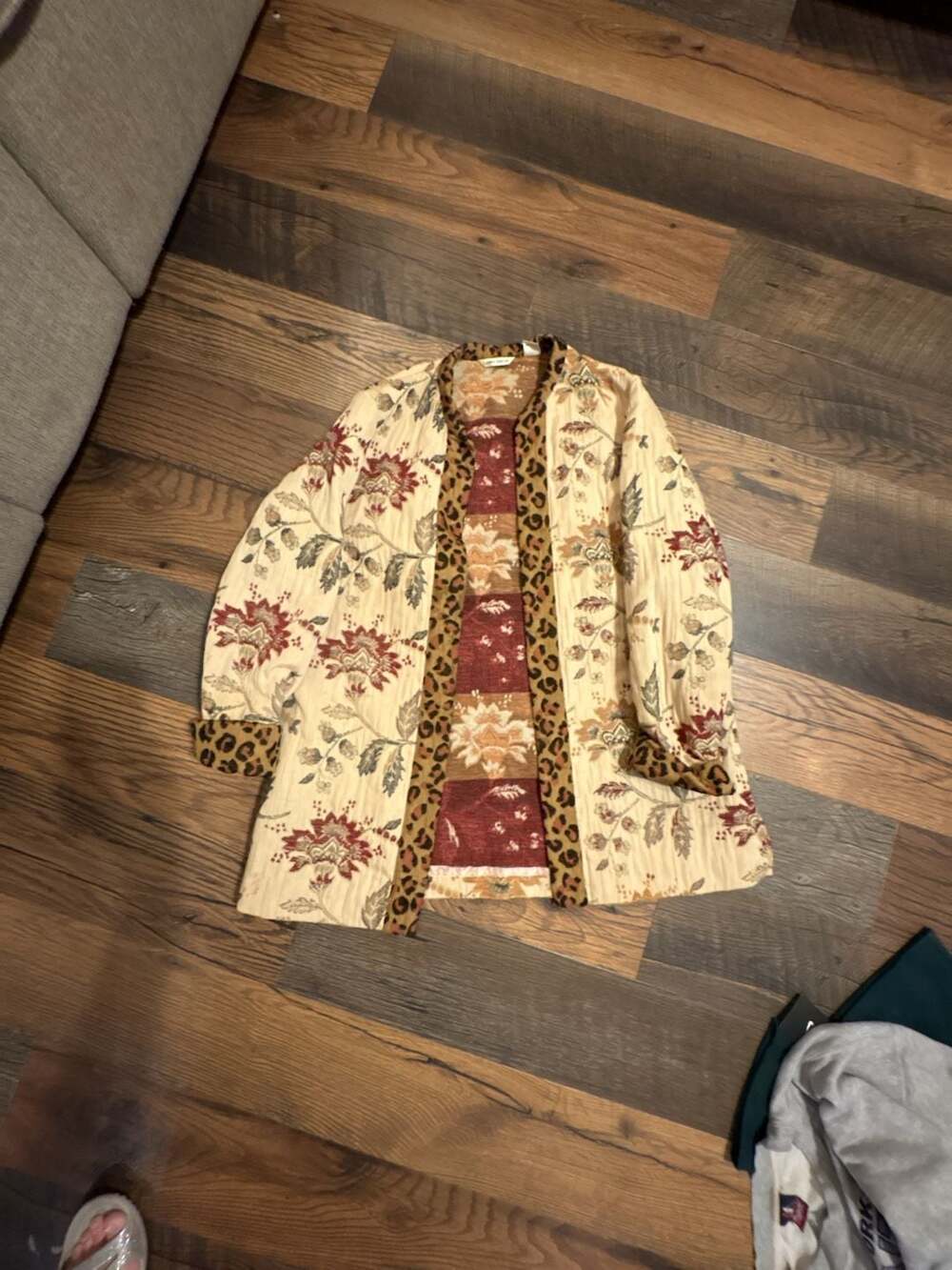 Laura Ashley vintage Floral Tapestry Open Front Jacket Size L